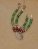 Green Glass and Wood Bead Earrings